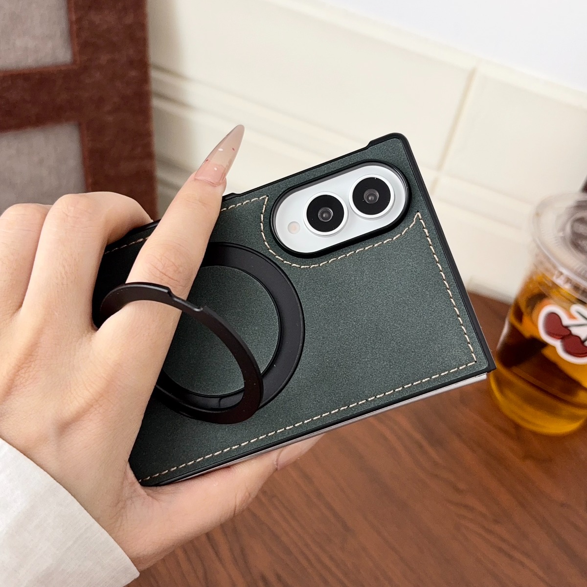 Luxury Sheepskin Leather Phone - Magnetic Charging Stand review and price